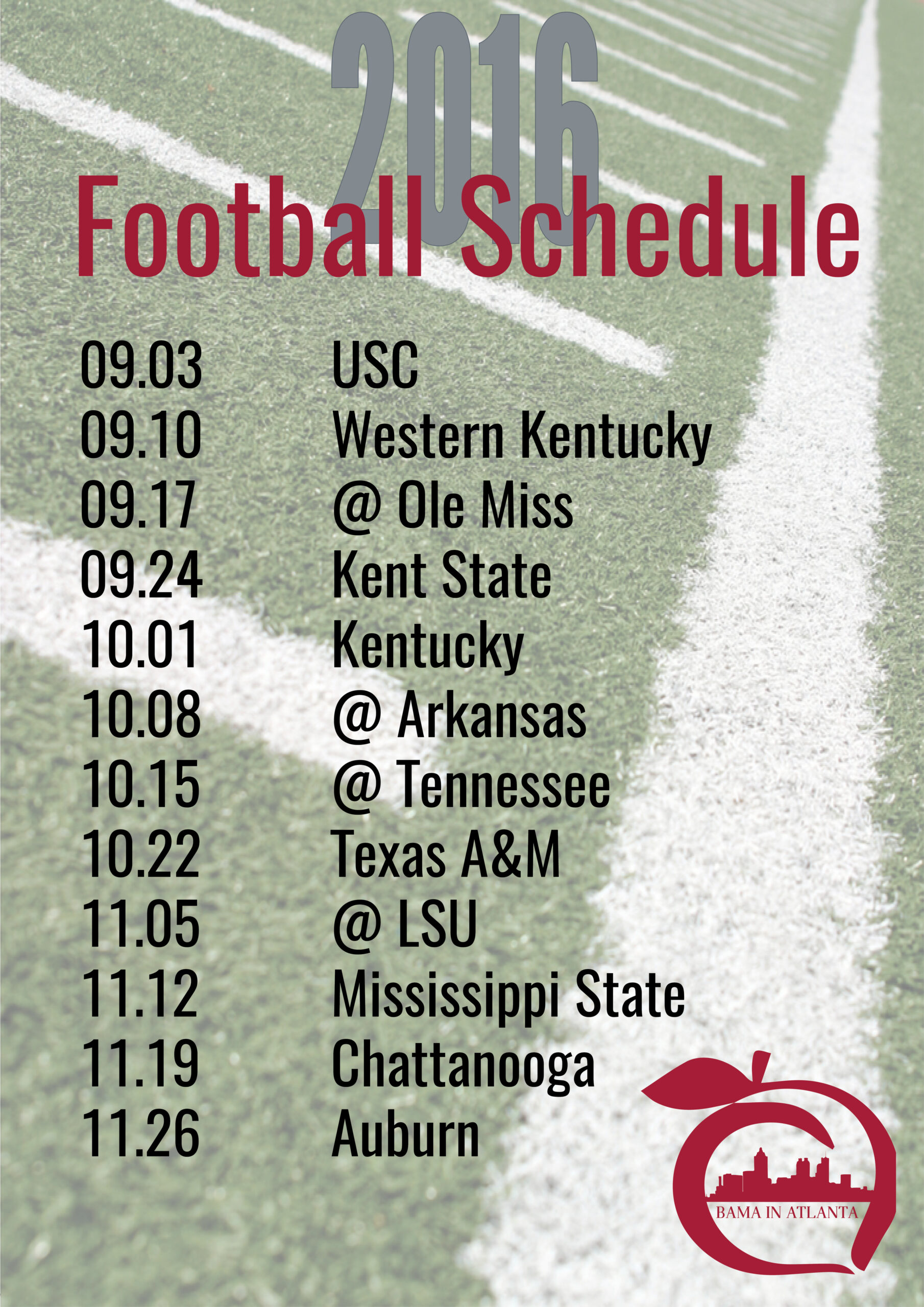 Alabama Football Schedule Bama in Atlanta